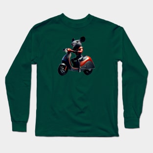 Rat woman on scooter Long Sleeve T-Shirt